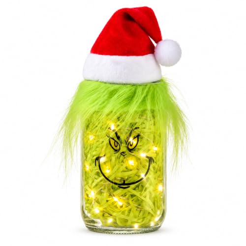 Mason Jar Christmas Centerpiece for Tables - Winter Holiday Farmhouse Decor - 1 Piece