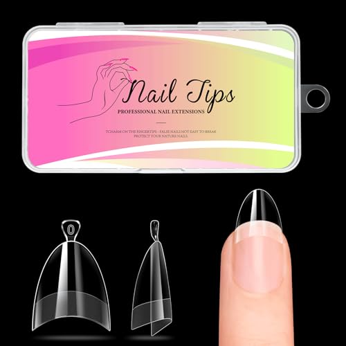 Ranrose Short Almond Nail Tips 240 Pcs Half Matte Half Cover False Nails