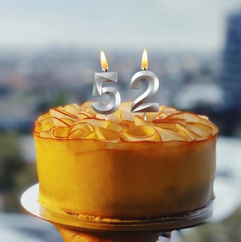 24th & 42nd Birthday Number Candles - Silver, 2.76" Tall
