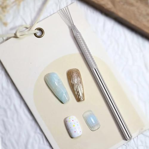WOKOTO 2 Pcs Stainless Steel 7-Needle Nail Art Pens for Lines and Marbling