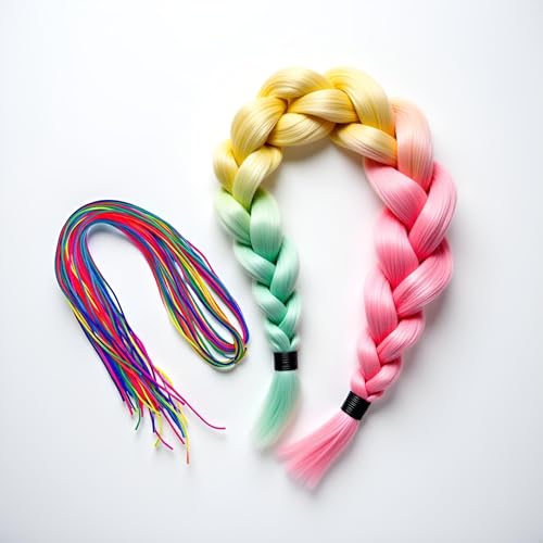 Tnyvm 32 Pcs Colored Hair Strings for Braids Gradient Hair Wrap Ribbons