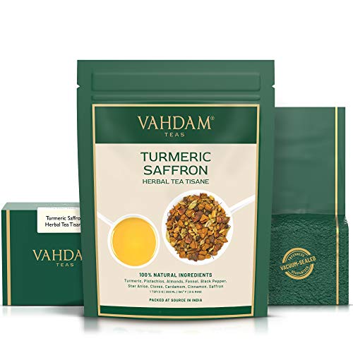 VAHDAM Turmeric Saffron Herbal Tea Loose Leaf - 100g Blend