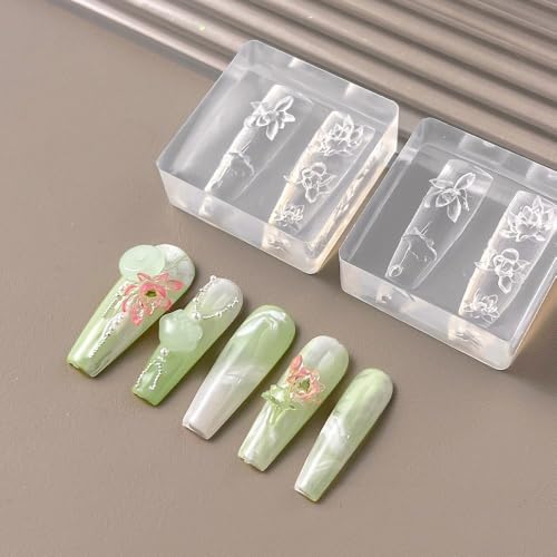 3D Lotus Flower Silicone Nail Mold & Carving Template for DIY Resin Art