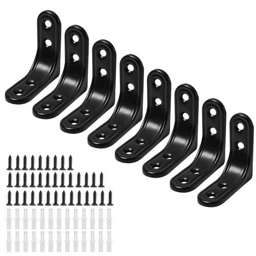 BokWin 2 Inch Black Steel L Brackets - 8 Pack Set