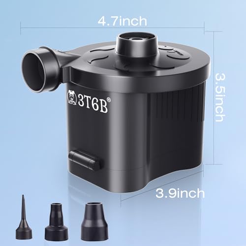 3T6B Battery Powered Electric Air Pump for Inflatables with 3 Nozzles