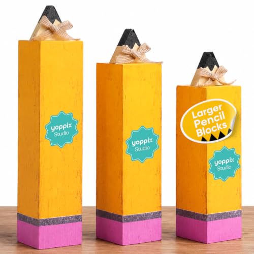 Wooden Pencil Table Decorations - Set of 3 for Back to School