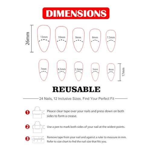 French Tip Press on Nails Medium Almond 3D Cherry False Nails
