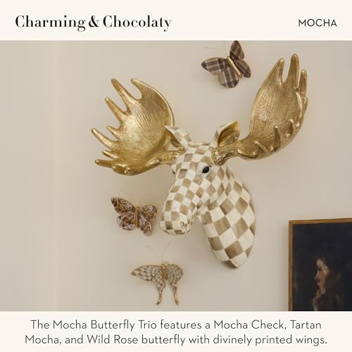 MacKenzie-Childs Butterfly Wall Decor Set - Mocha Brown & White