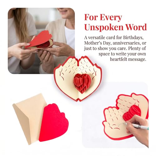 Handmade 3D Love Heart Pop Up Card for All Occasions