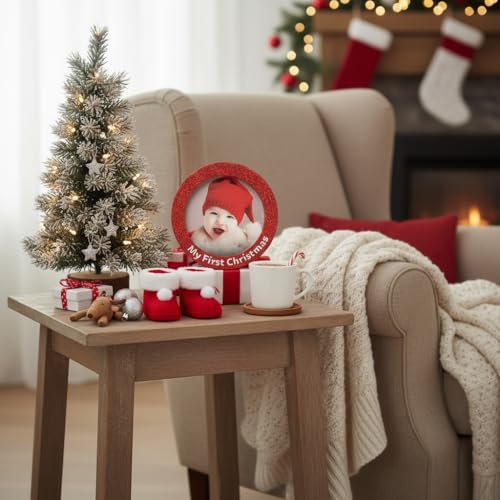 My First Christmas Red Glitter Photo Ornament - Keepsake Frame