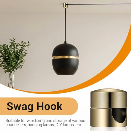 Bremorou 4pcs Ceiling Swag Hooks for Pendant Lights - Gold