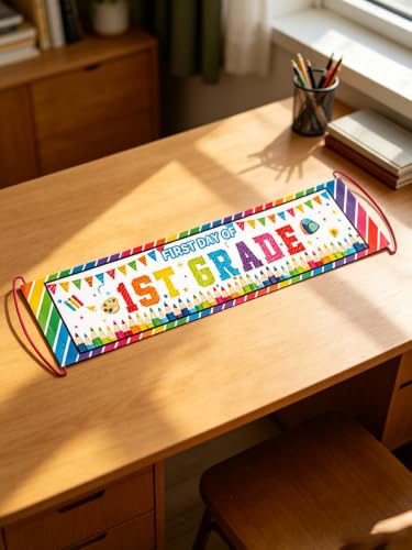 First Day of 1st Grade Photo Sign Banner for Back to School Decorations