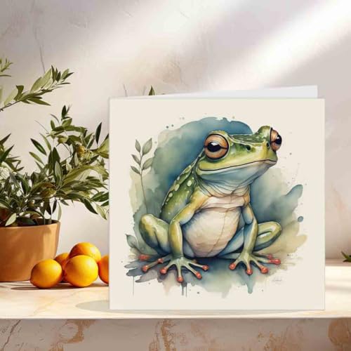 Purple Fox Watercolour Frog Birthday Card - Eco-Friendly 145mm