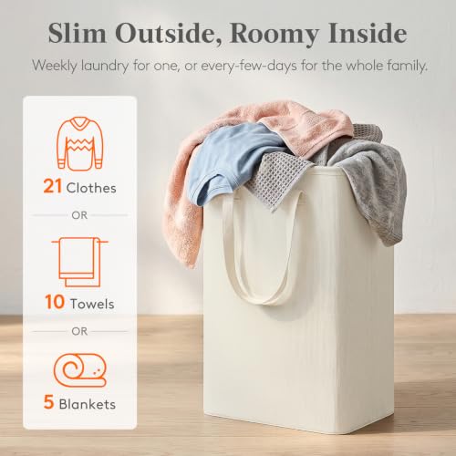 Lifewit Slim 50L Laundry Hamper with Handles - Ivory