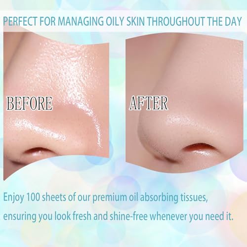 Benepoint Oil Blotting Sheets for Face - 100 Pcs Bamboo Charcoal Oil Control Film with Mirror and Puff Case