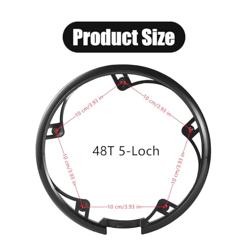 1 Pack Bicycle Chain Wheel Protector Professional Bike Chain Guard Protector with 5 Screws Cover Accessories for Mountain Bike, Black,5 Holes 48T