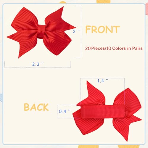 Hoewina 20PCS 2-Inch Baby Hair Bows and Alligator Clips for Toddlers