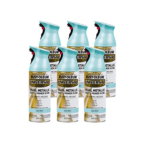 Rust-Oleum Universal Pearl Metallic Spray Paint, Sea Mist, 11 oz - 6 Pack