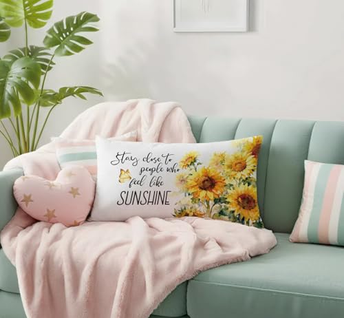 Sunshine 02 Summer Sunflower Pillow Cover 12x20 Double-Sided