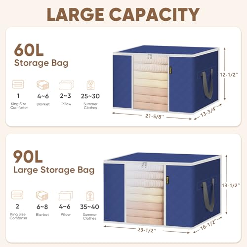 BALEINE 2-Pack 24 Gallon Clothes Storage Bags with Clear Window