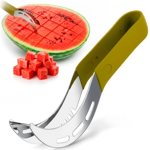 NADOBA 2-in-1 Stainless Steel Watermelon Slicer & Cube Cutter Tool