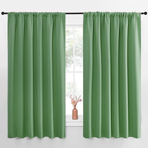 NICETOWN Blackout Curtains, Forest Green, 70"W x 70"L, Rod Pocket, 2 Panels