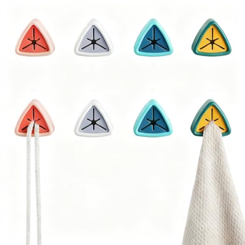 8-Pack Adhesive Towel Holders, Multicolor Silicone Push-Grip Hooks