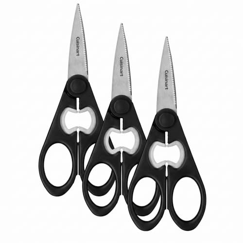 Cuisinart 8-Inch Kitchen Shears Black Pack of 3 - Sharp & Durable Kitchen Scissors