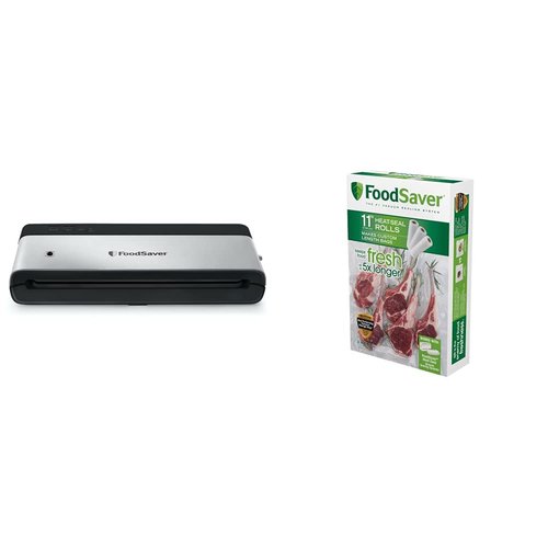FoodSaver Vacuum Sealing Machine and Bags Bundle | PowerVac Compact Vacuum Sealer + Custom Fit Bags