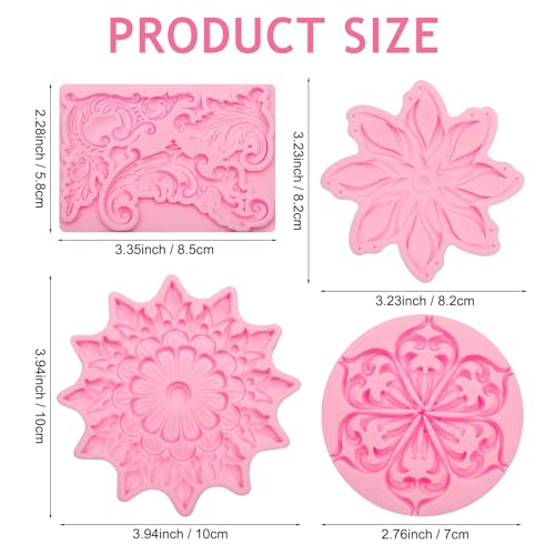 Baroque Silicone Molds Set of 4 for Cake Decoration & Clay Art