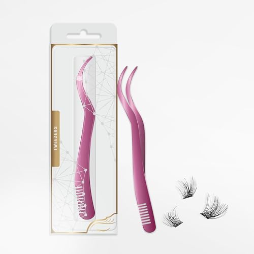 2-in-1 Eyelash Extension Tweezer with Comb Stainless Steel Rose