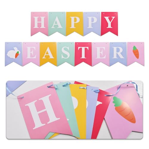 Happy Easter Banner Kit with Bunny Carrot Flags and String