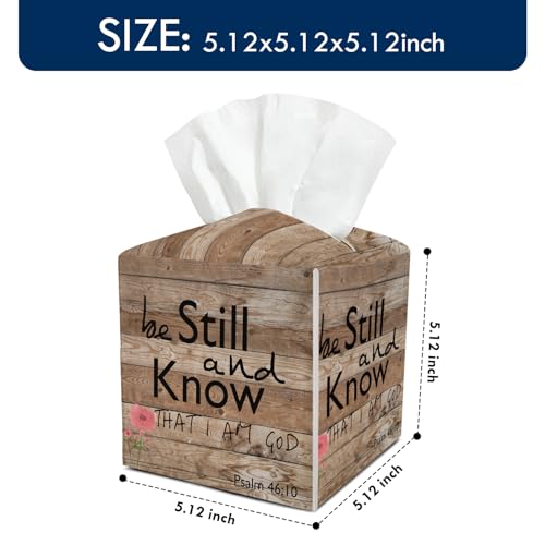 Christian Scripture Square Tissue Box Cover - Psalm 46:10 Waterproof Pattern 7