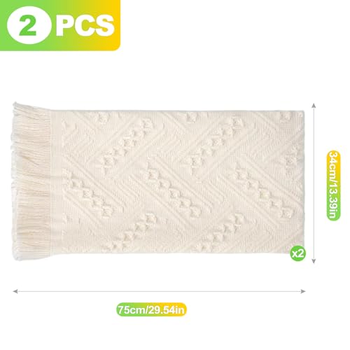 CeroDimo Boho Hand Towels Set - 2 Soft Cotton Towels (14x30 Inch)