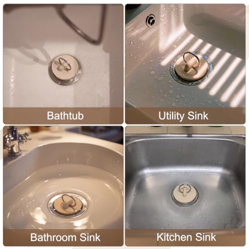 Hestya 4-Piece Rubber Drain Stopper Set for Bathtub & Sink