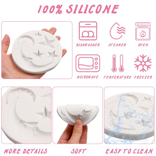 Moon and Stars Silicone Fondant Molds for Cake Decorating Chocolate Candy Gumpaste
