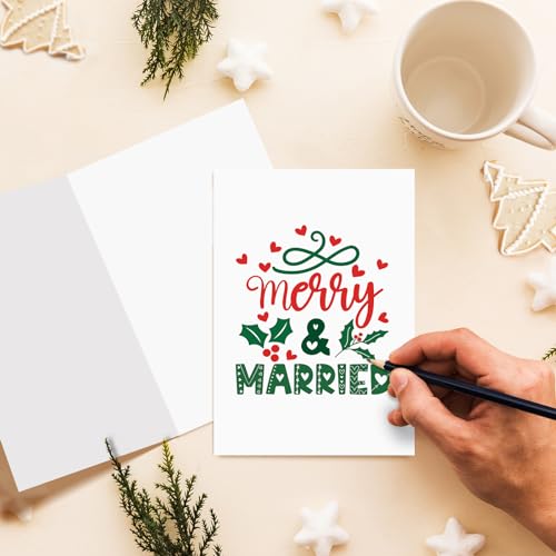 First Christmas Card for Newlyweds - Merry & Married Design