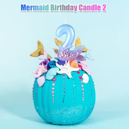 Blue Mermaid Number Birthday Candle - Cake Topper for Celebrations