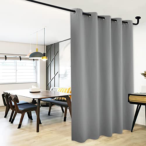 NICETOWN Blackout Sliding Door Curtain, 70"W x 84"L Thermal Drape, Silver Gray