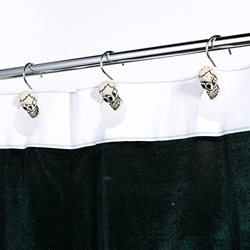 Jetec 12-Piece Skull Shower Curtain Hooks, Stainless Steel Gothic Rings