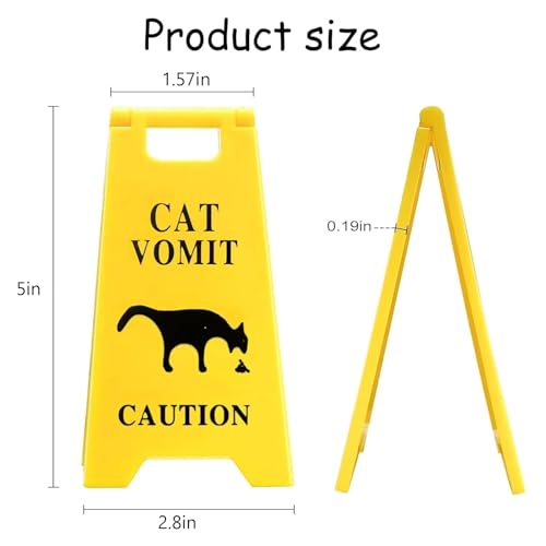 Yellow 5-Inch Dog and Cat Vomit Caution Sign 3-Pack - Humorous Pet Safety Warning Signs