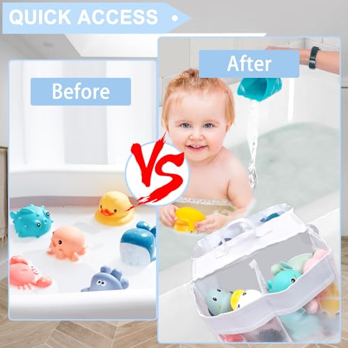 Saddle Shape Bath Toy Organizer with 4 Compartments & Suction Cups