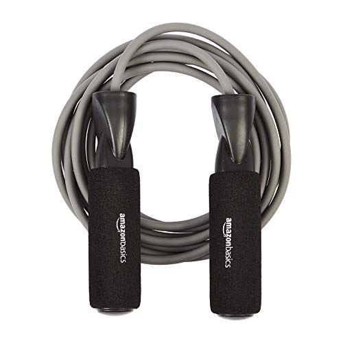 Amazon Basics Adjustable Jump Rope for Cardio Workout - Grey, 118 Inches