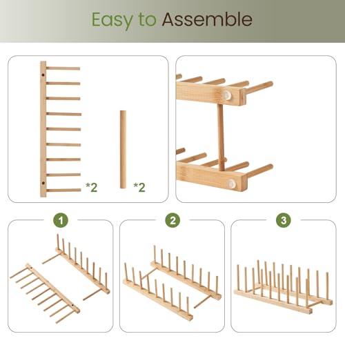 2 Pack Bamboo Dish Rack & Lid Organizer - Kitchen Storage Solution