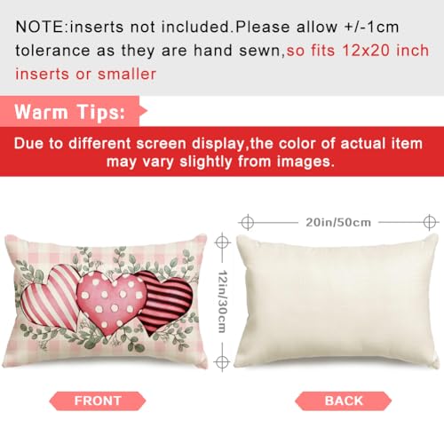 Waterproof Pink Heart Pillow Cover 12x20 for Indoor/Outdoor Use