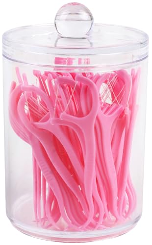 Aynoo 12 oz Acrylic Qtip Holder Dispenser Canister with Lid - Clear, Stackable Bathroom Organizer (1 Pack, 2.7 inches)