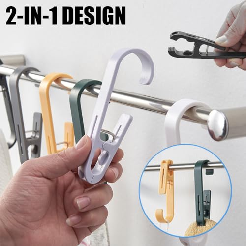 Heavy Duty Laundry Hooks with Clips - 6Pcs Light Purple Organizer