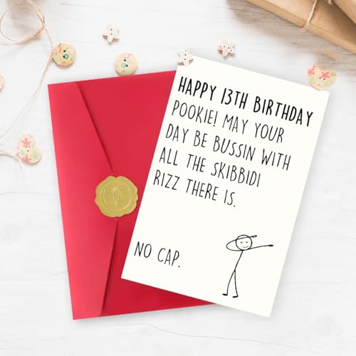 Funny 13th Birthday Card for Teenagers - Gen Z Slang Design ZN212
