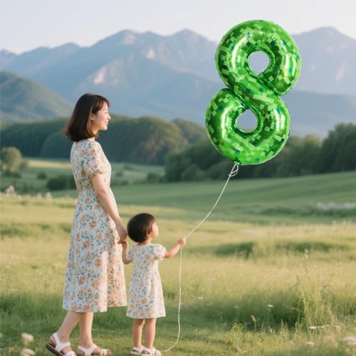 Giant Green Pixel Number 3 Balloon - 40 Inch Birthday Decoration