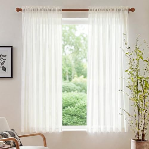 NICETOWN Light Filtering Sheer Curtains, 2 Panels, W42xL63